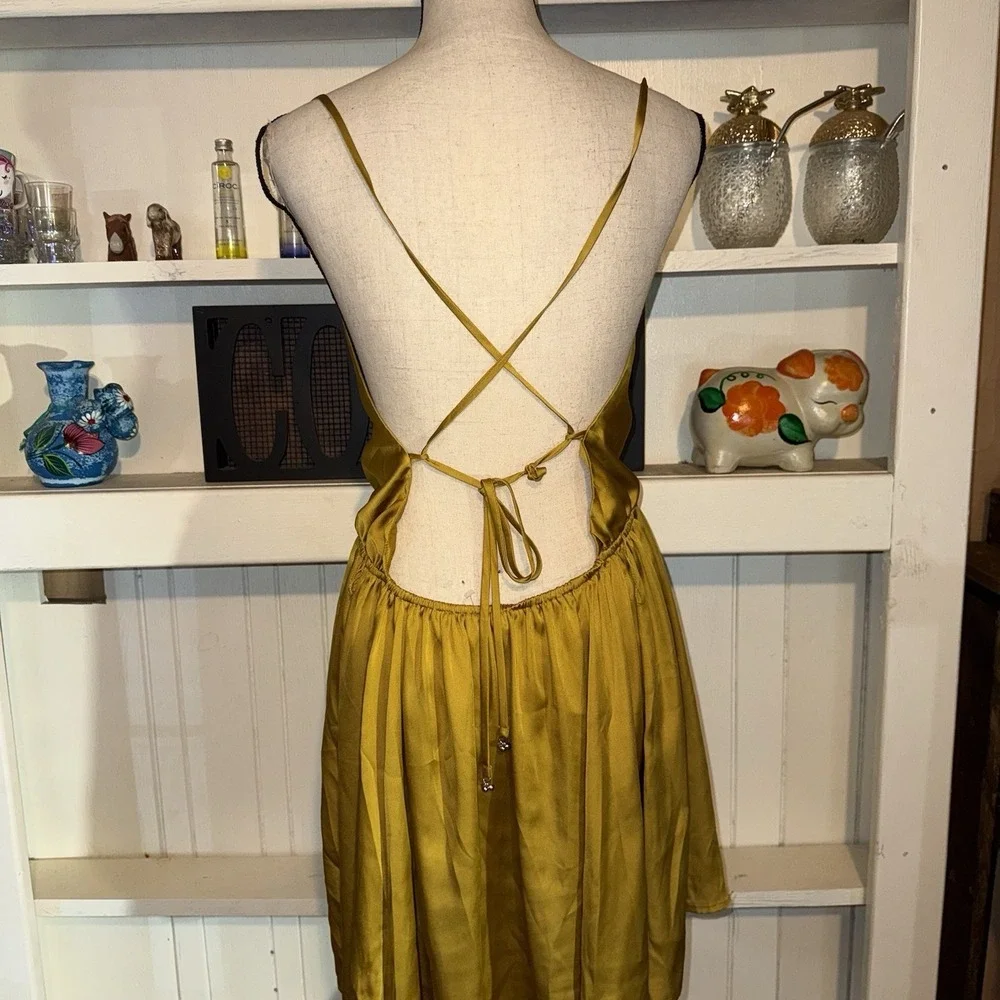 Intimately Free People Medium Gold Good Company Cowl Open Back Cami Dress NEW - Picture 4 of 6